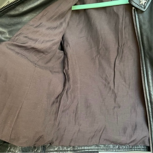 AllSaints Star Studded Raven Leather Biker Jacket Black US 6 Limited Edition - Picture 10 of 15